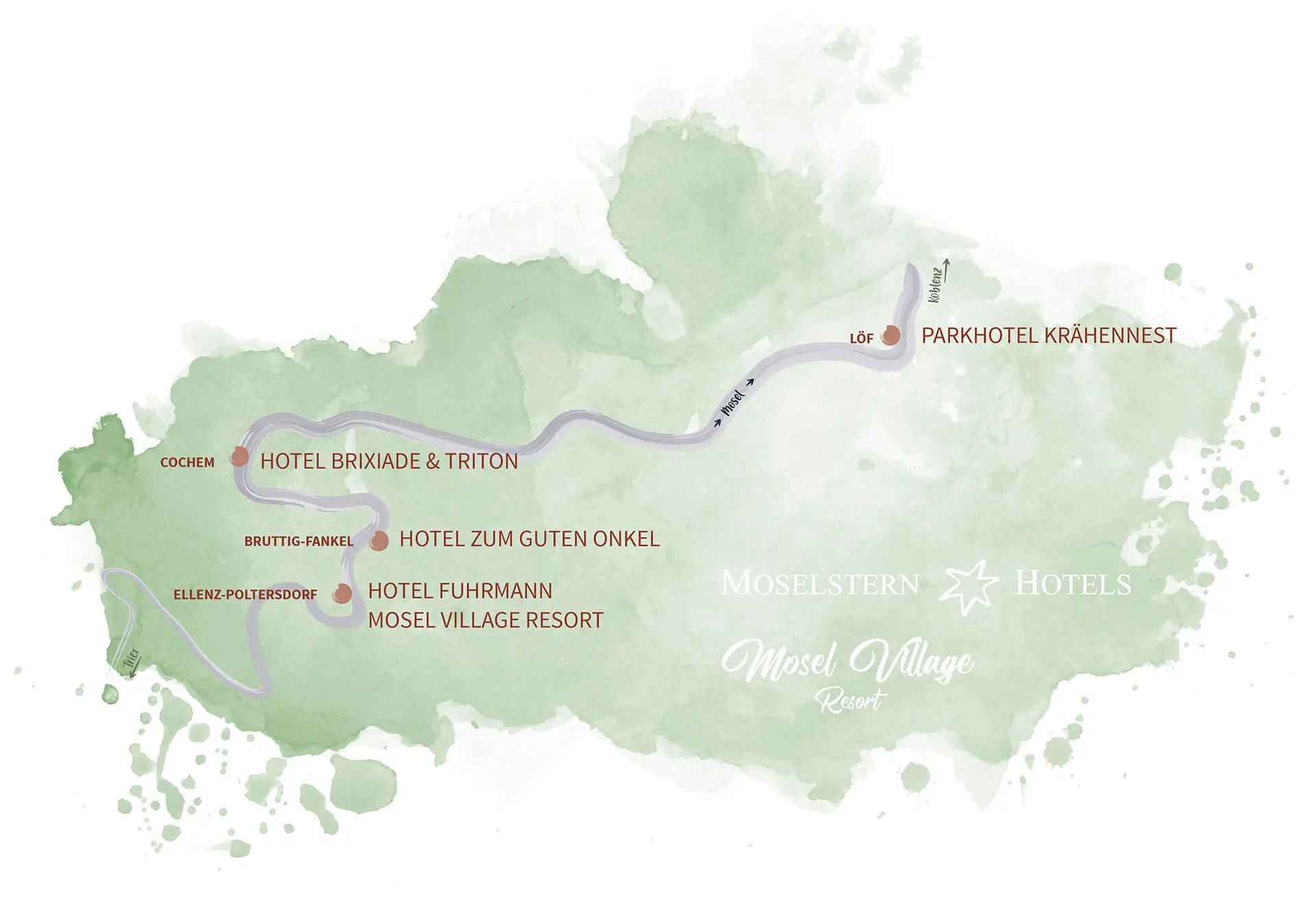 Moselkarte - Moselstern Hotels - Mosel Village Resort